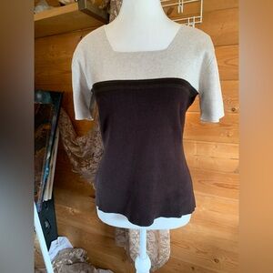 Y2K Cotton Chocolate Brown Olive Green Cream Twee Preppy Short Sleeve Top‎ Thick